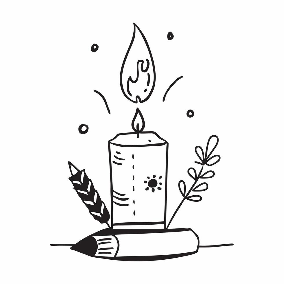Flat Candle and Marigold Flower concept as A design featuring a lit candle and a marigold flower isolated on a white background The illustration focuses on the spiri pure vector