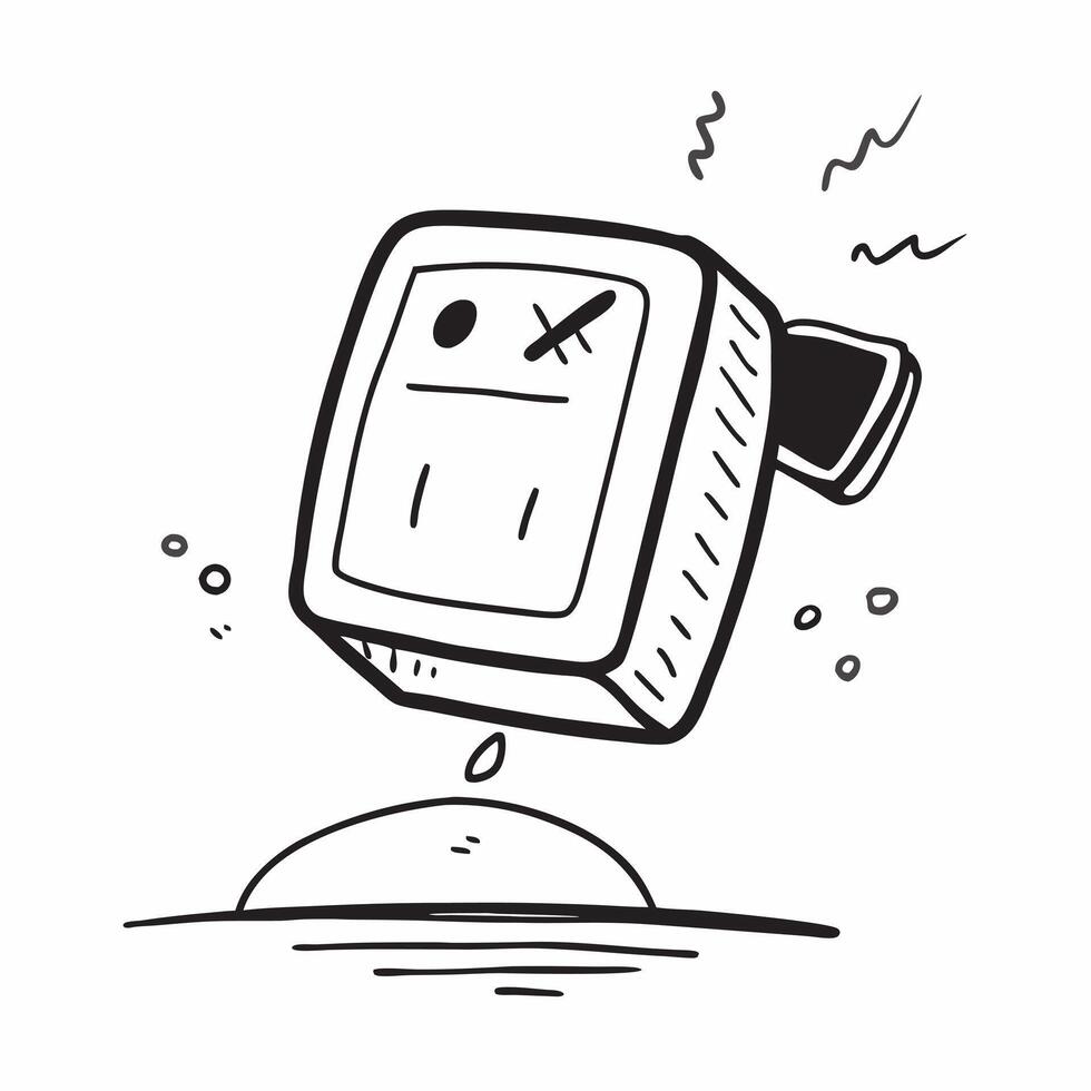 Flat Digital alarm clock with holographic time hovering above concept as A digital alarm clock sits on a white surface with the time displayed as a holographic projection hovering pure vector
