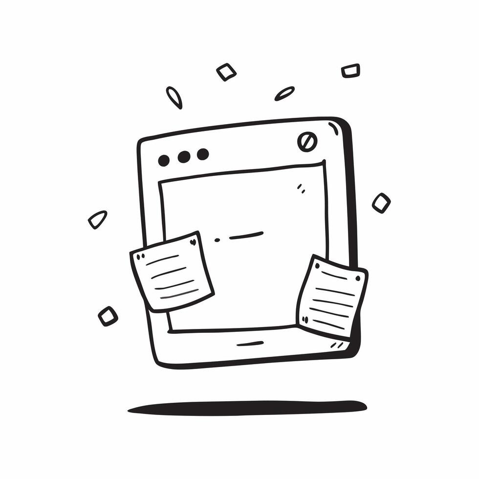 Flat Digital whiteboard with holographic sticky notes copy space at the top concept as A front facing shot of a digital whiteboard with holographic sticky notes hovering in front o pure vector