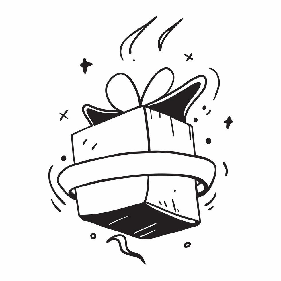 Flat Gift Box with Ribbon concept as of a gift box with a ribbon wrapped around it isolated on a white background symbolizing Black Friday gift shopping with a festiv pure vector