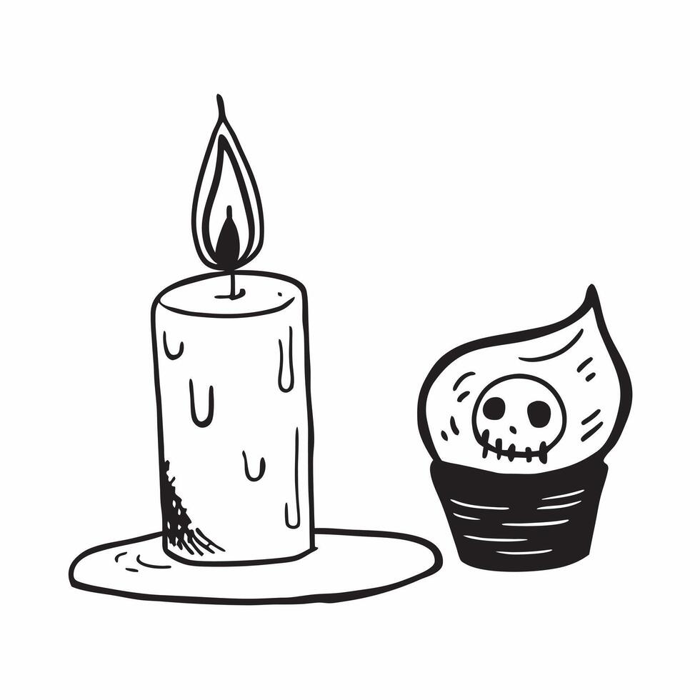 Flat Glossy Candle with Reflective Catrina concept as A close up of a glossy candle placed next to a reflective Catrina figure set against a dark glossy background symbolizing the pure vector