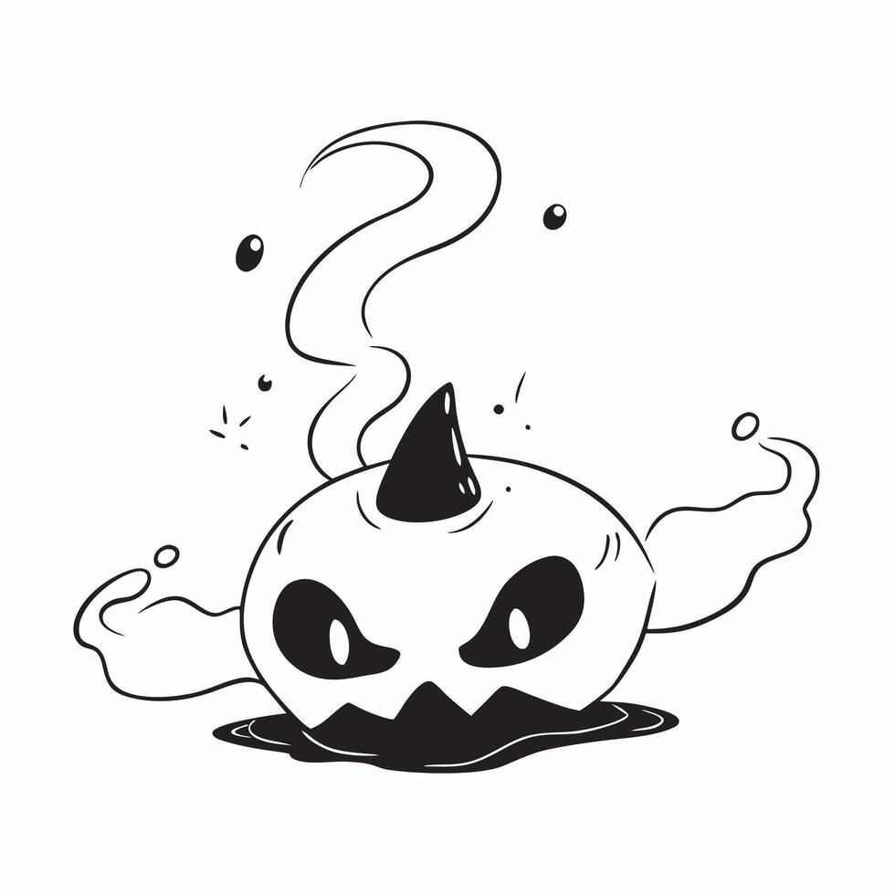 Flat Glossy Jack o Lantern Background with Smoke concept as A glossy background featuring a glowing jack o lantern with swirling smoke in a dark spooky setting Ideal for Halloween pure vector