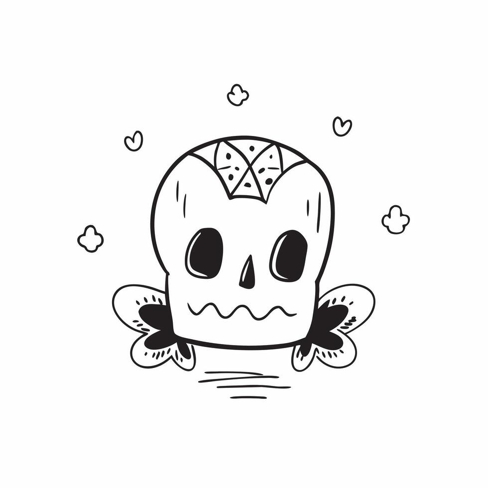 Flat Glossy Sugar Skull with Reflective Papel Picado concept as A mid shot of a glossy sugar skull with reflective papel picado banners in the background set against a dark glossy pure Set 2 vector