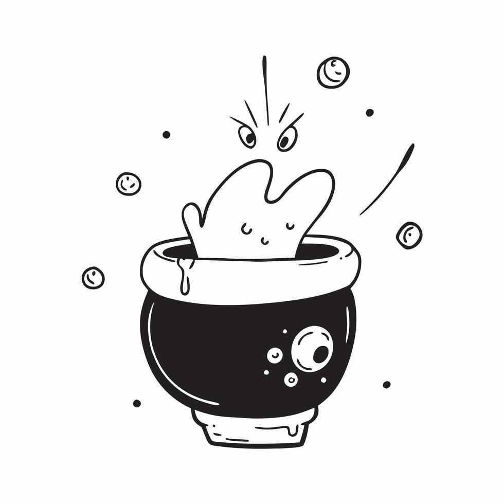 Flat Glossy Witchs Cauldron Background with Glowing Bubbles concept as A glossy background featuring a witchs cauldron with glowing bubbles rising into the dark night Perfect for pure vector