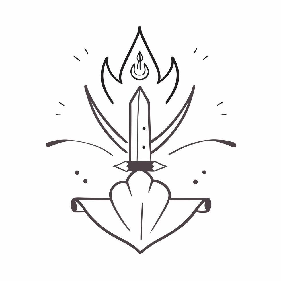 Flat Glowing Abstract Lotus and Sword concept as A serene glowing abstract digital art featuring a lotus and sword symbolizing purity and victory during Dussehra Ideal for spiritu pure vector