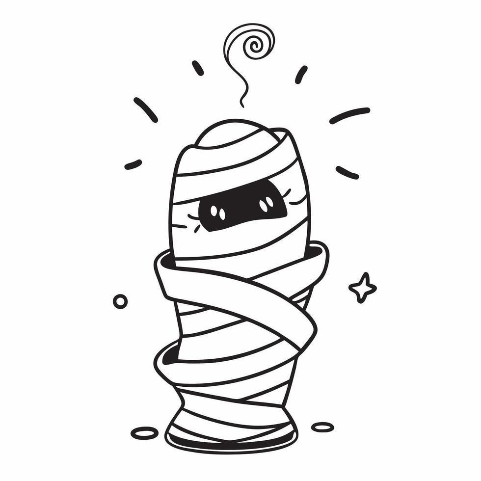 Flat Glowing Abstract Mummy Unwrapping concept as A vibrant glowing abstract digital art of a mummy unwrapping with swirling glowing bandages The scene is ideal for Halloween ads pure vector