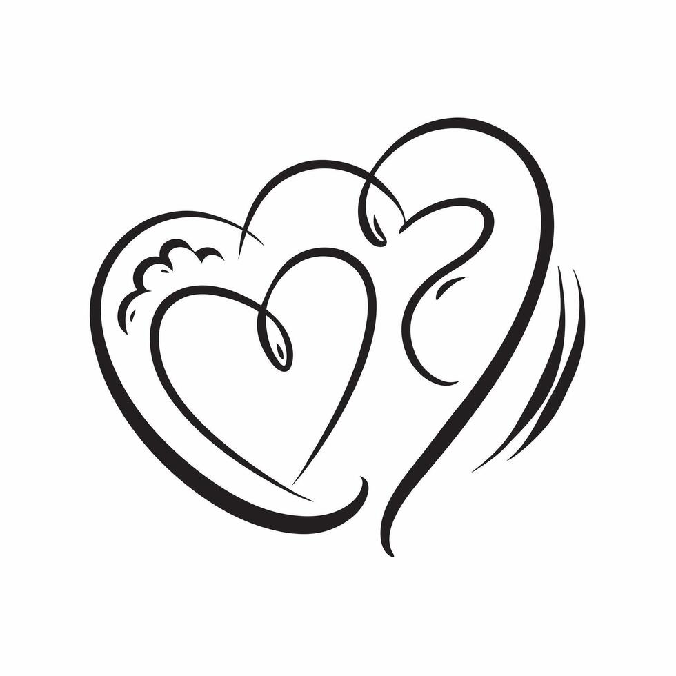 Flat Grandparents and Grandchildren Hearts with Love Text concept as An abstract featuring two intertwined hearts representing grandparents and grandchildren with the word L pure Set 4 vector