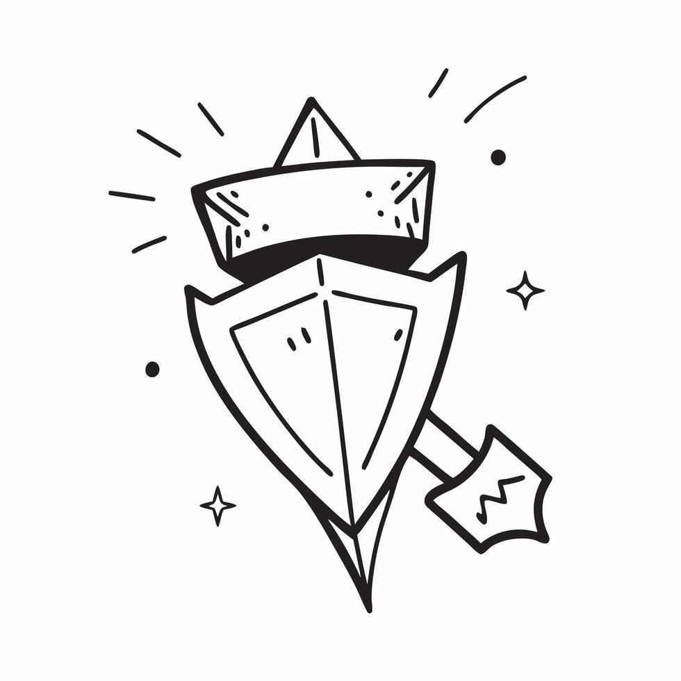 Flat Holographic Arrow and Shield with Defense Text concept as A bold photo featuring a glowing holographic arrow and shield symbolizing the defense against evil during Dussehra T pure vector
