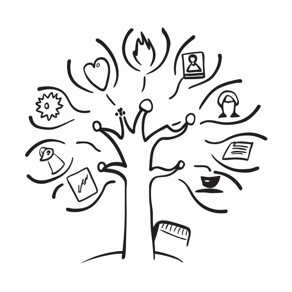 Flat Grandparents and Grandchildren Tree with Roots Text concept as An abstract depicting a tree with roots representing grandparents and grandchildren with the word Roots i pure vector
