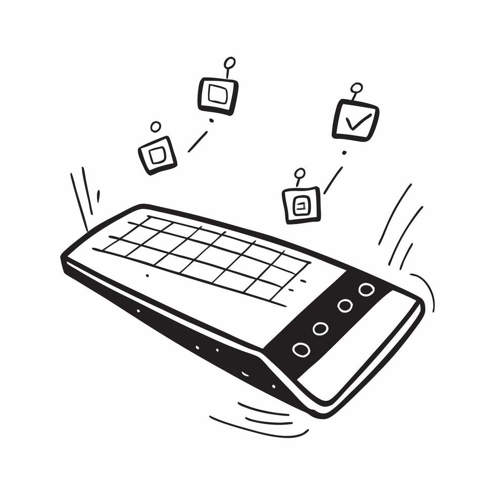 Flat Holographic keyboard on floating surface concept as A futuristic keyboard with holographic keys floating above a reflective surface emitting soft glowing light isolated on whi pure vector