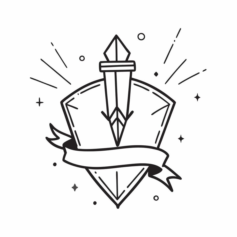 Flat Holographic Sword and Shield with Valor Text concept as A bold photo featuring a glowing holographic sword and shield symbolizing the valor and bravery in the Dussehra story pure vector