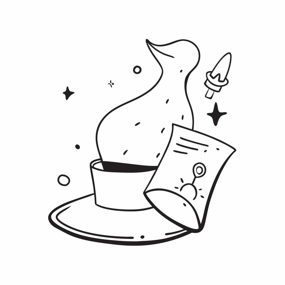 Flat Holographic Witch Hat and Potion Bottle with Enchant Text concept as A sleek holographic witch hat and potion bottle with the word Enchant in a mystical glowing font The desi pure vector