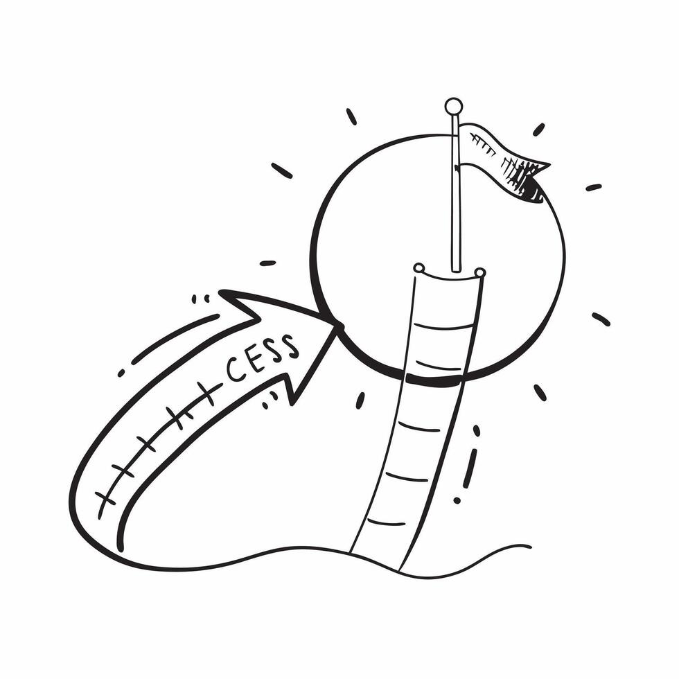 Flat Isolated of a ladder and flag with the word Success concept as A design featuring a ladder leading to a flag with the word Success prominently displayed Isolate pure vector