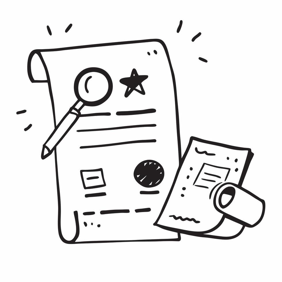 Flat Isolated of a magnifying glass and document with the word Review concept as A design showing a magnifying glass and document with the word Review prominently dis pure Set 2 vector