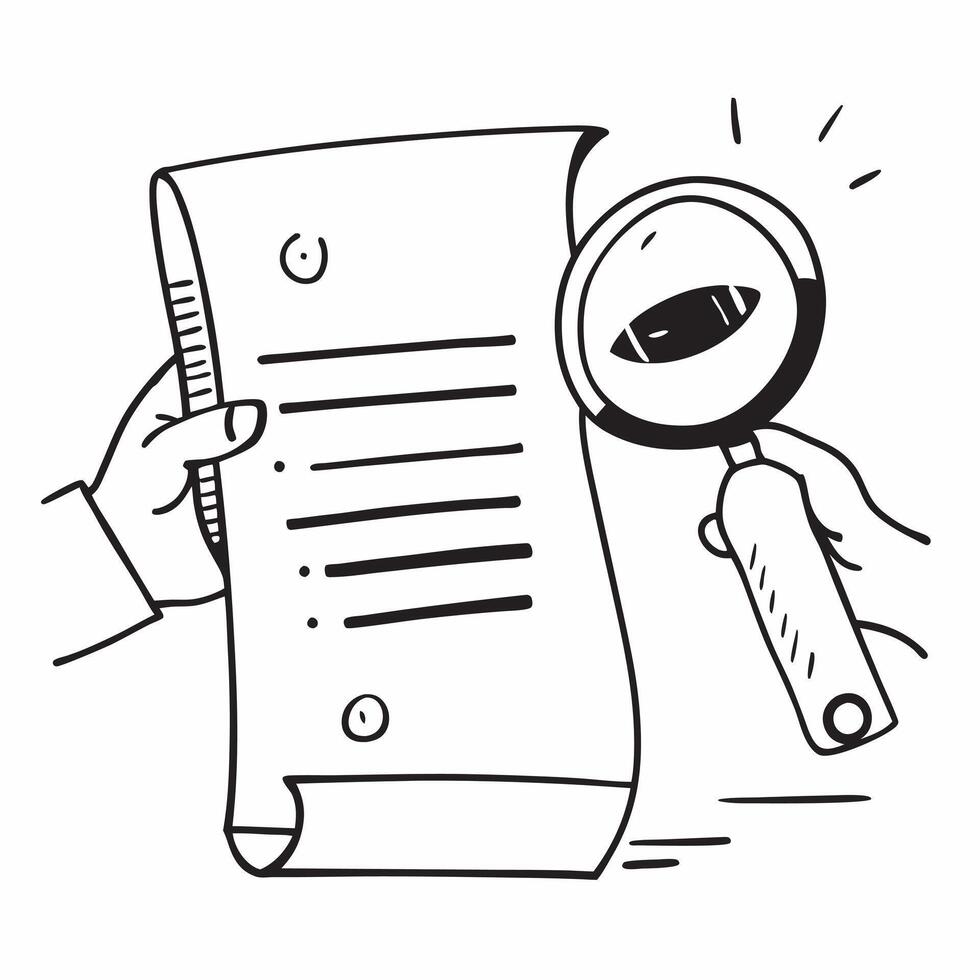 Flat Isolated of a magnifying glass and document with the word Review concept as A design showing a magnifying glass and document with the word Review prominently dis pure vector