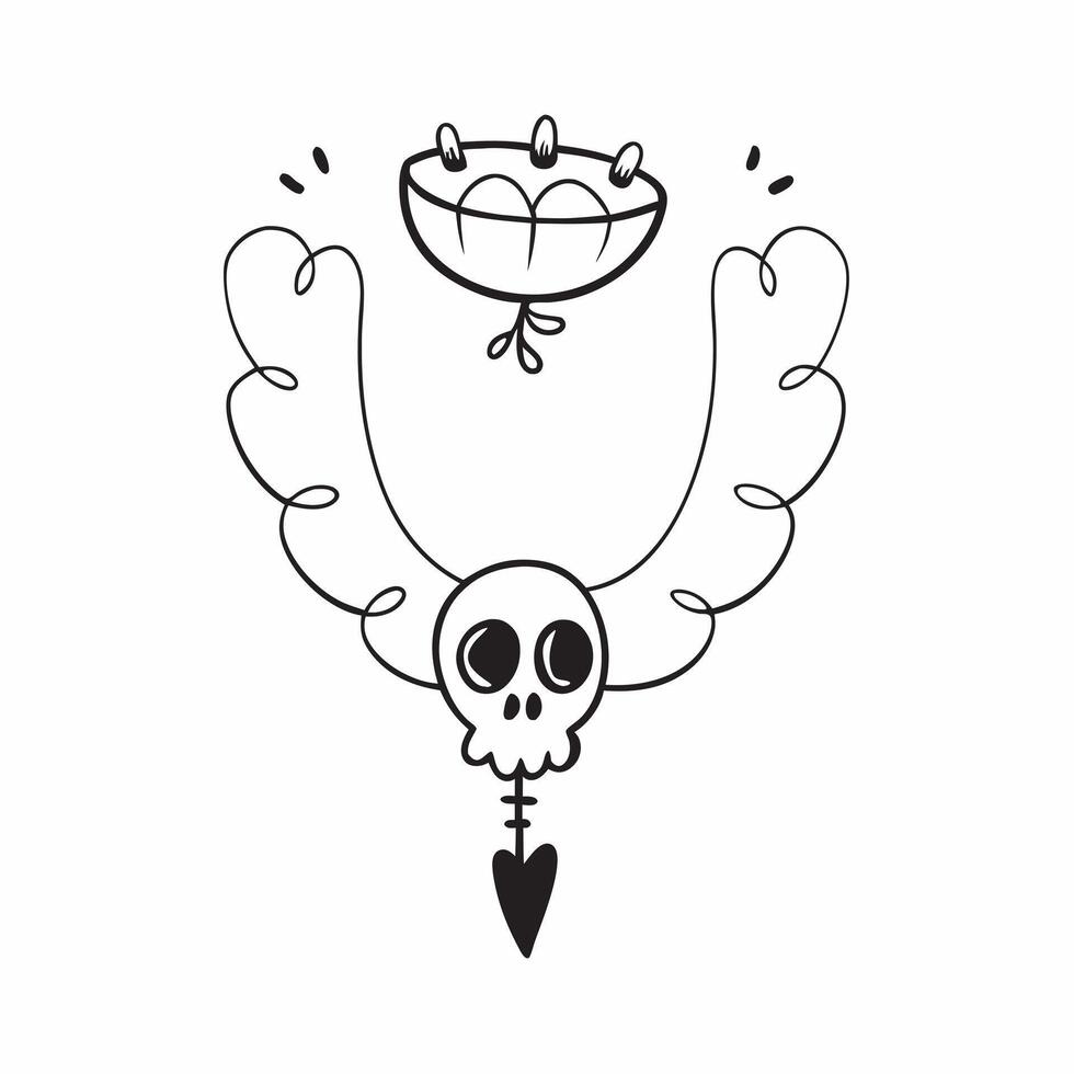 Flat Marigold Garland with Sugar Skull Isolated concept as A illustration of a marigold garland intertwined with a sugar skull isolated on a white background The des pure vector