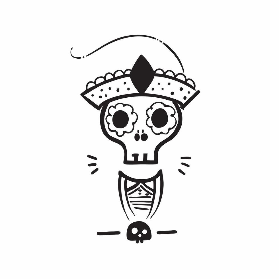 Flat Papel Picado and Catrina Hat concept as A featuring intricate papel picado designs and a Catrina hat isolated on a white background The illustration combines tr pure vector