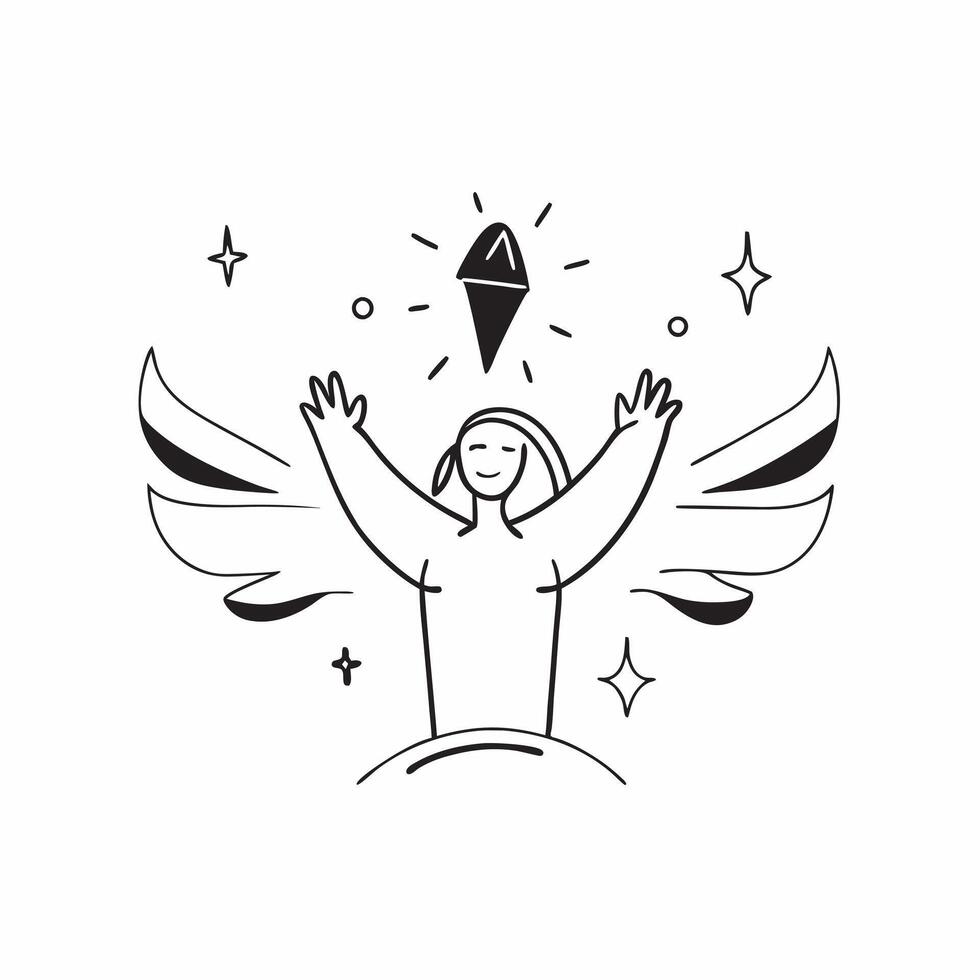 Flat Plus Size Model Icon and Wings with Aspire Text concept as An abstract showing a plus size model icon paired with wings and the word Aspire The elements are isolated o pure vector