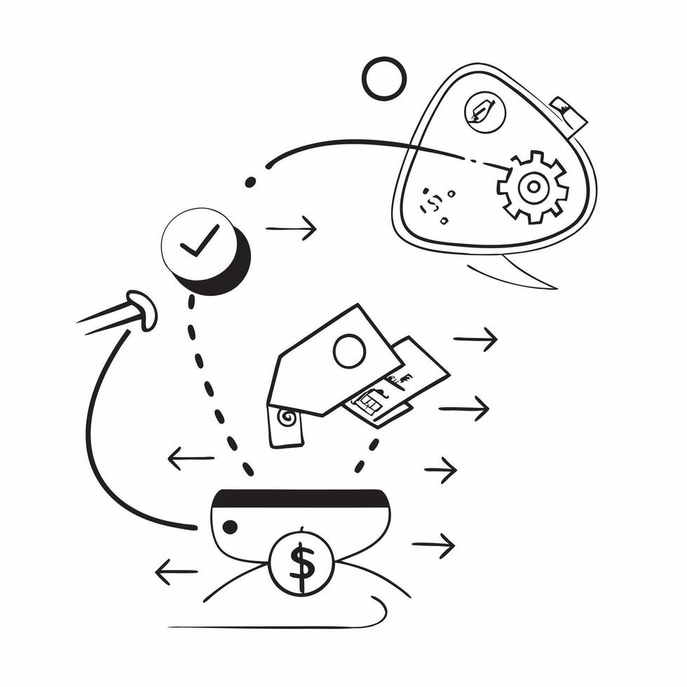 Flat Quantum Computing and Dollar Symbols Frame concept as A futuristic border frame featuring quantum computing symbols intertwined with dollar icons leaving the center as copy sp pure vector