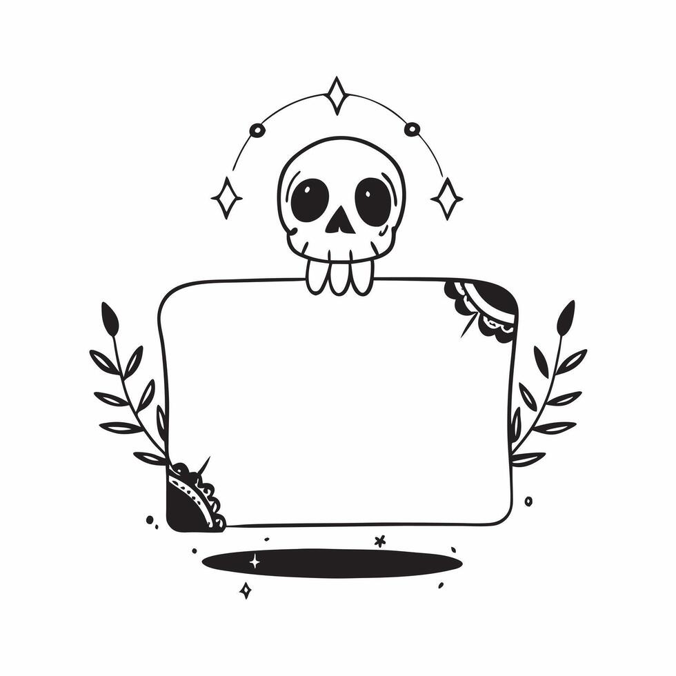 Flat Skull and Marigold Garland Border with Copy Space concept as A border frame featuring a skull on the left and a marigold garland on the right leaving ample copy space in the m pure vector