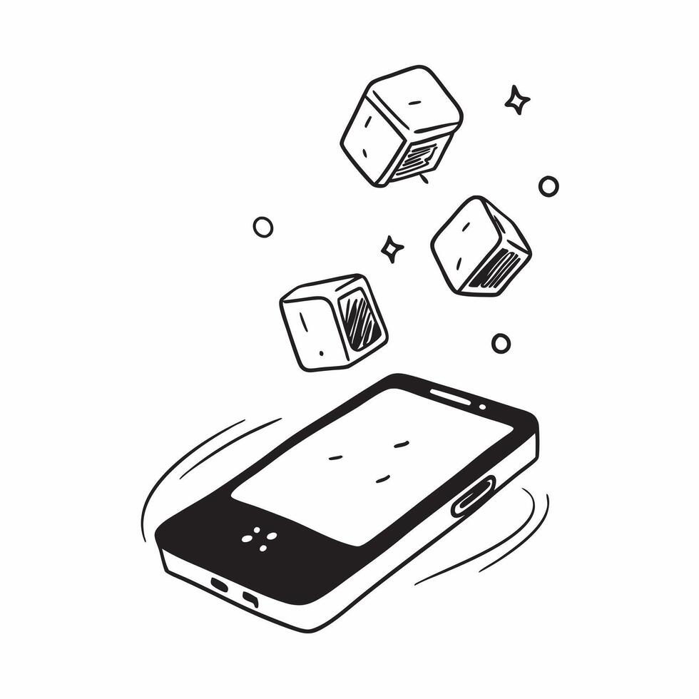 Flat Smartphone with Holographic Shopping Bags concept as Horizontal shot of a smartphone placed on a white surface with glowing holographic shopping bags floating above it creatin pure vector