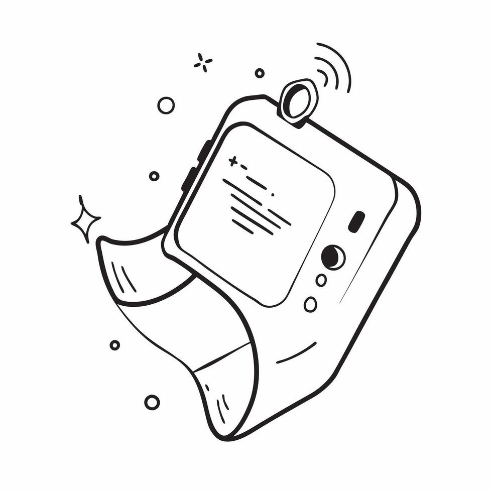 Flat Smartwatch with holographic health metrics copy space below concept as A top down shot of a smartwatch displaying holographic health metrics above its screen The glossy desig pure vector