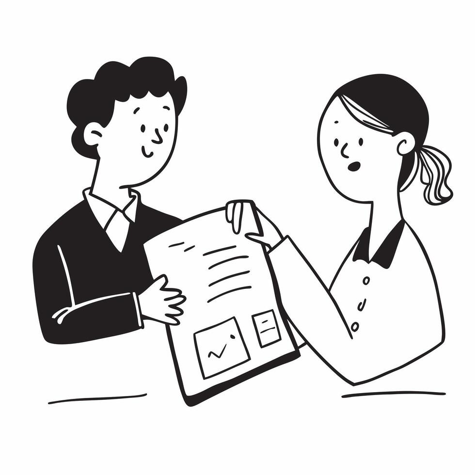 Flat Team manager reviewing reports with a colleague candid interaction concept as A candid shot of a team manager reviewing reports with a colleague The camera captures the excha pure vector