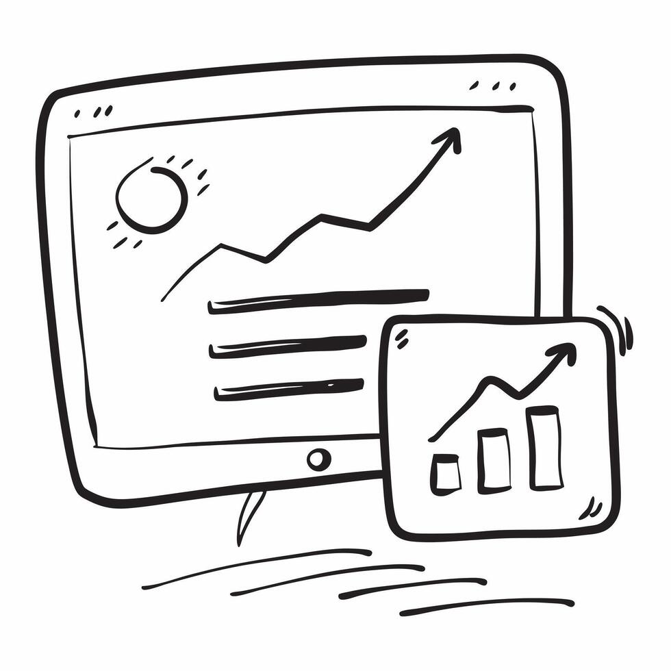 Flat of isolated computer screen and bar graph with the word Data concept as A clean design featuring a computer screen displaying a bar graph with the word Data prom pure vector