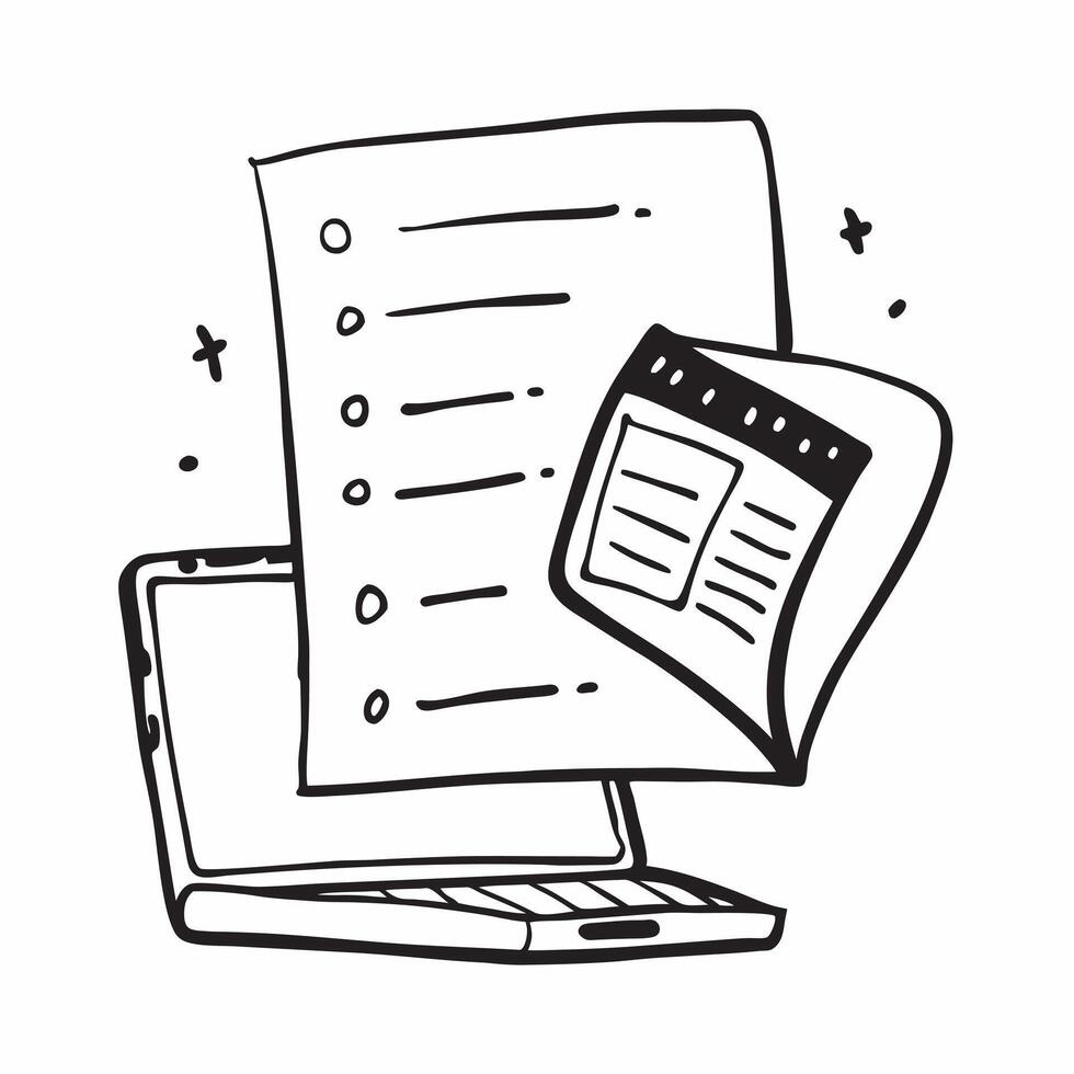 Flat of isolated laptop and checklist with the word Tasks concept as A design showing a laptop and a checklist with the word Tasks prominently displayed The elements pure vector