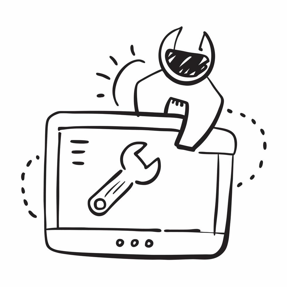 Flat of isolated laptop and wrench with the word Support concept as A illustration showing a laptop and a wrench with the word Support prominently displayed Isolated pure vector