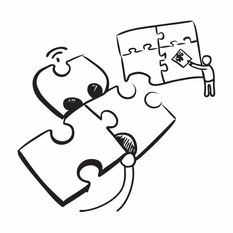 Flat of isolated puzzle pieces with the word Solution concept as A design showing interconnected puzzle pieces with the word Solution prominently displayed The eleme pure vector