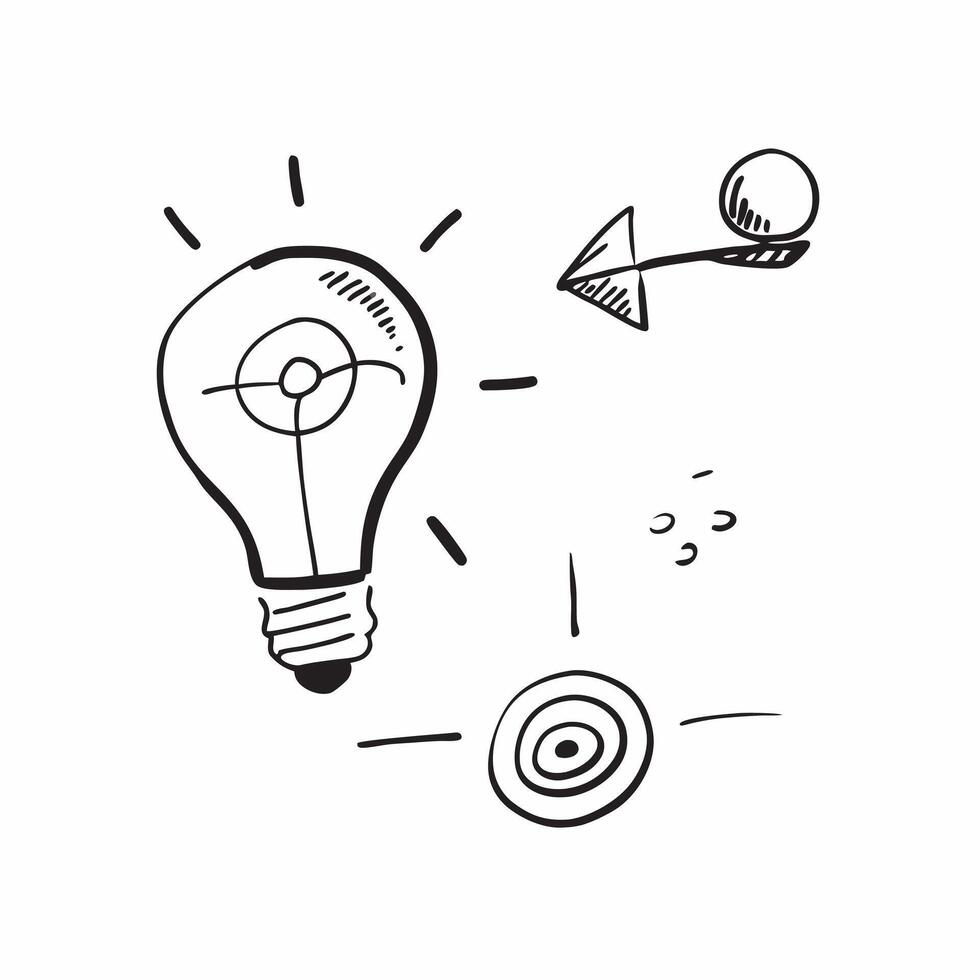 Flat of isolated light bulb and target with the word Vision concept as A design featuring a light bulb and a target with the word Vision prominently displayed Isolat pure vector