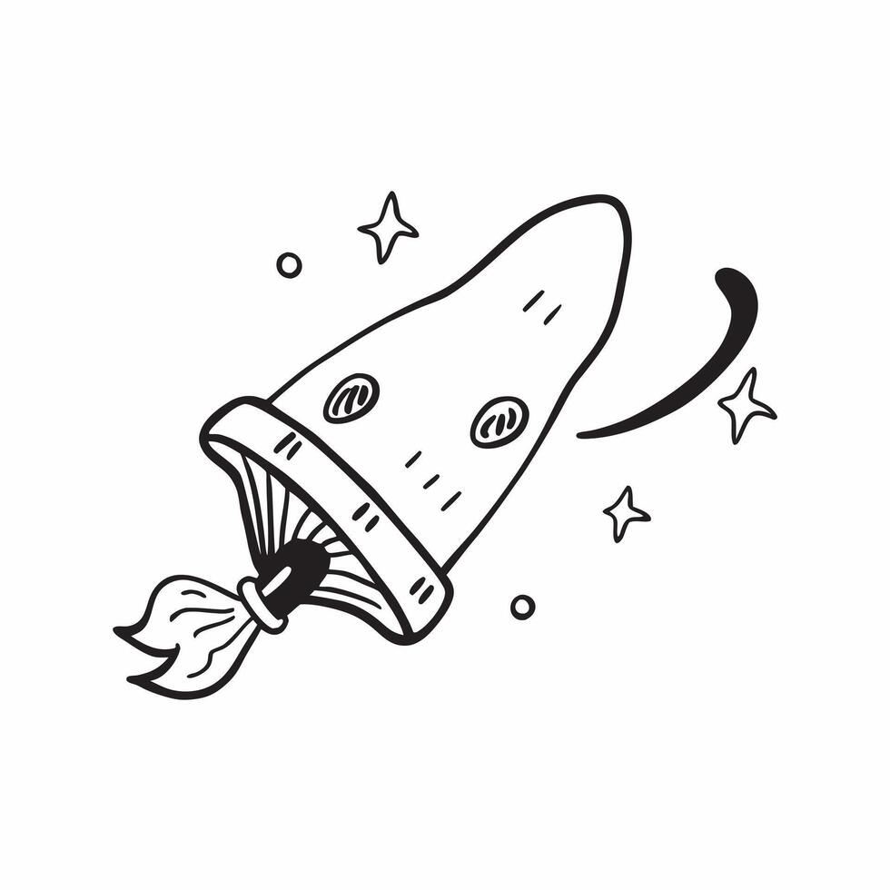 Flat Witchs Broom and Hat with Fly Text concept as An isolated featuring a witchs broom and hat with the word Fly in a whimsical font The elements are set against a white b pure vector