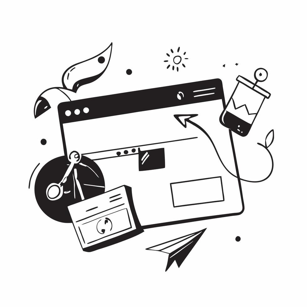 Freelancer designing a glossy website in a flexible workspace concept as Camera movement Pan across the screen displaying website design elements Scene A creative and modern works pure vector
