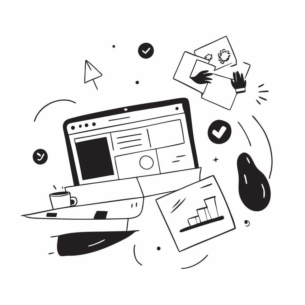 Freelancer designing a glossy website in a flexible workspace concept as Camera movement Pan across the screen displaying website design elements Scene A creative and modern works pure Set 2 vector