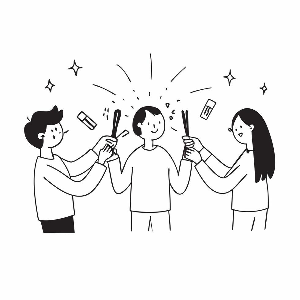 Friends lighting Diwali sparklers with glossy effects concept as Camera movement Zoom into the friends holding sparklers Scene Glossy glowing background with festive elements Det pure vector