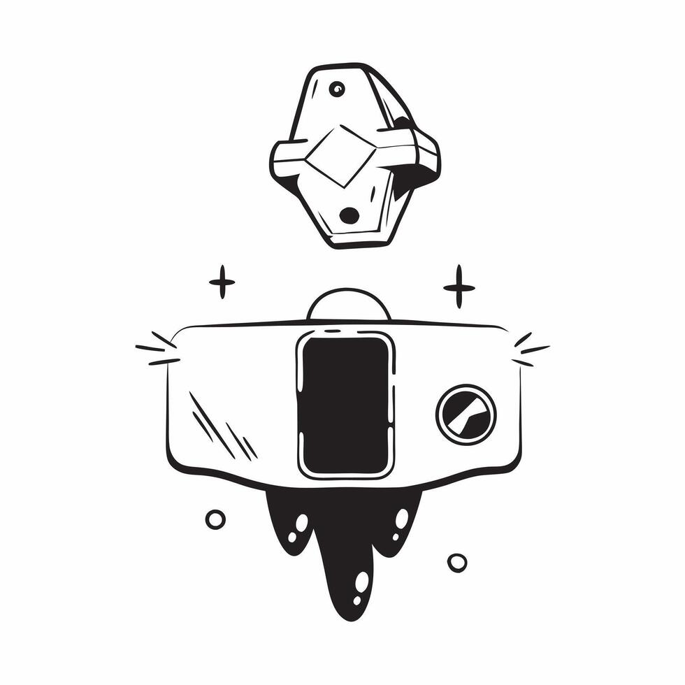 Gaming console with holographic control menu copy space at the bottom concept as A front facing shot of a gaming console with a holographic control menu floating above it The glos pure vector