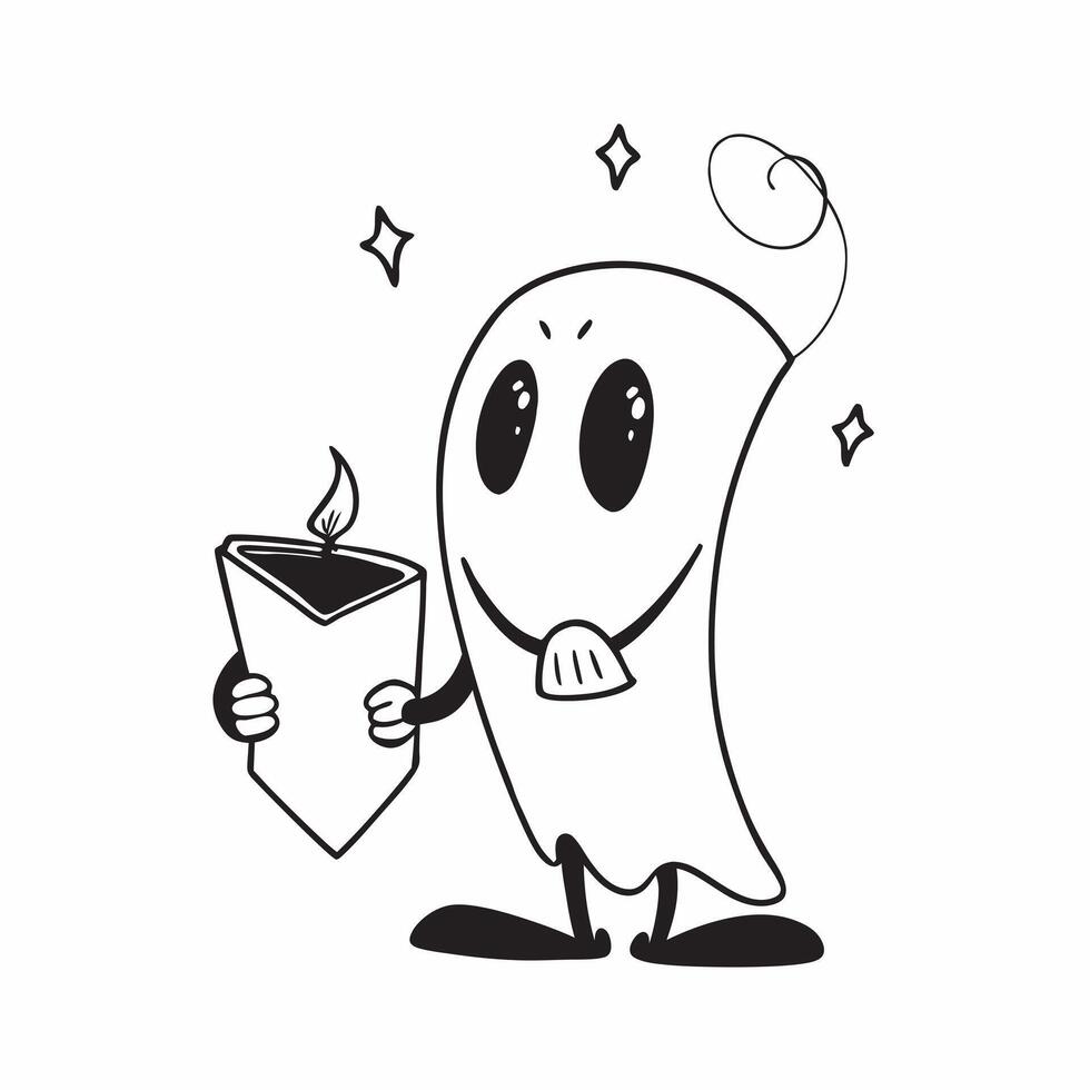 Ghost and Candle with Phantom Text concept as An isolated featuring a ghost holding a candle with the word Phantom in an eerie font The elements are set against a white bac pure vector