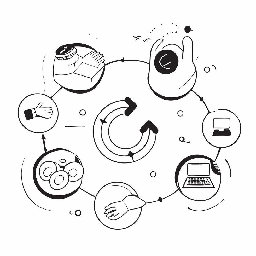 Glossy abstract circles forming a collaborative flexible workspace concept as Camera movement Pan across the circles as they connect various workspace elements Scene Vibrant circu pure Set 2 vector