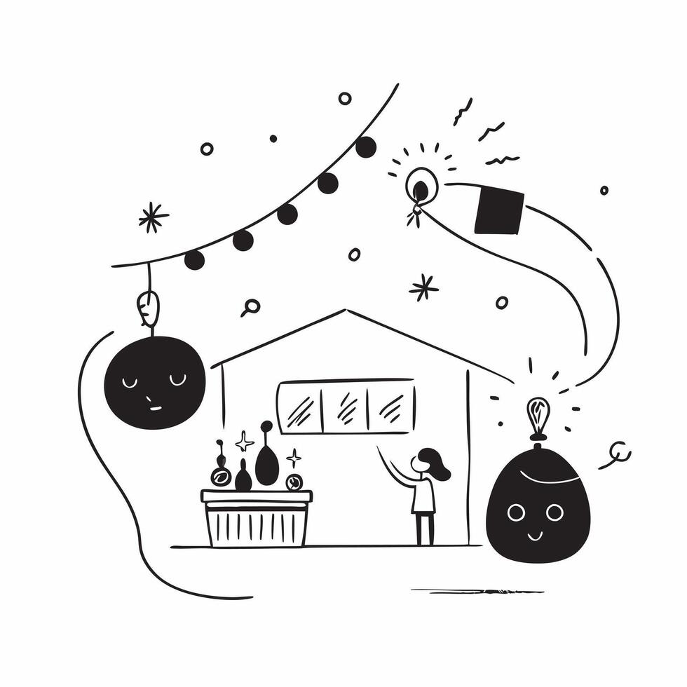 Glossy abstract digital art of people decorating homes with Diwali lights concept as Camera movement Zoom into the decorative lights and happy faces Scene Abstract bright backgrou pure vector