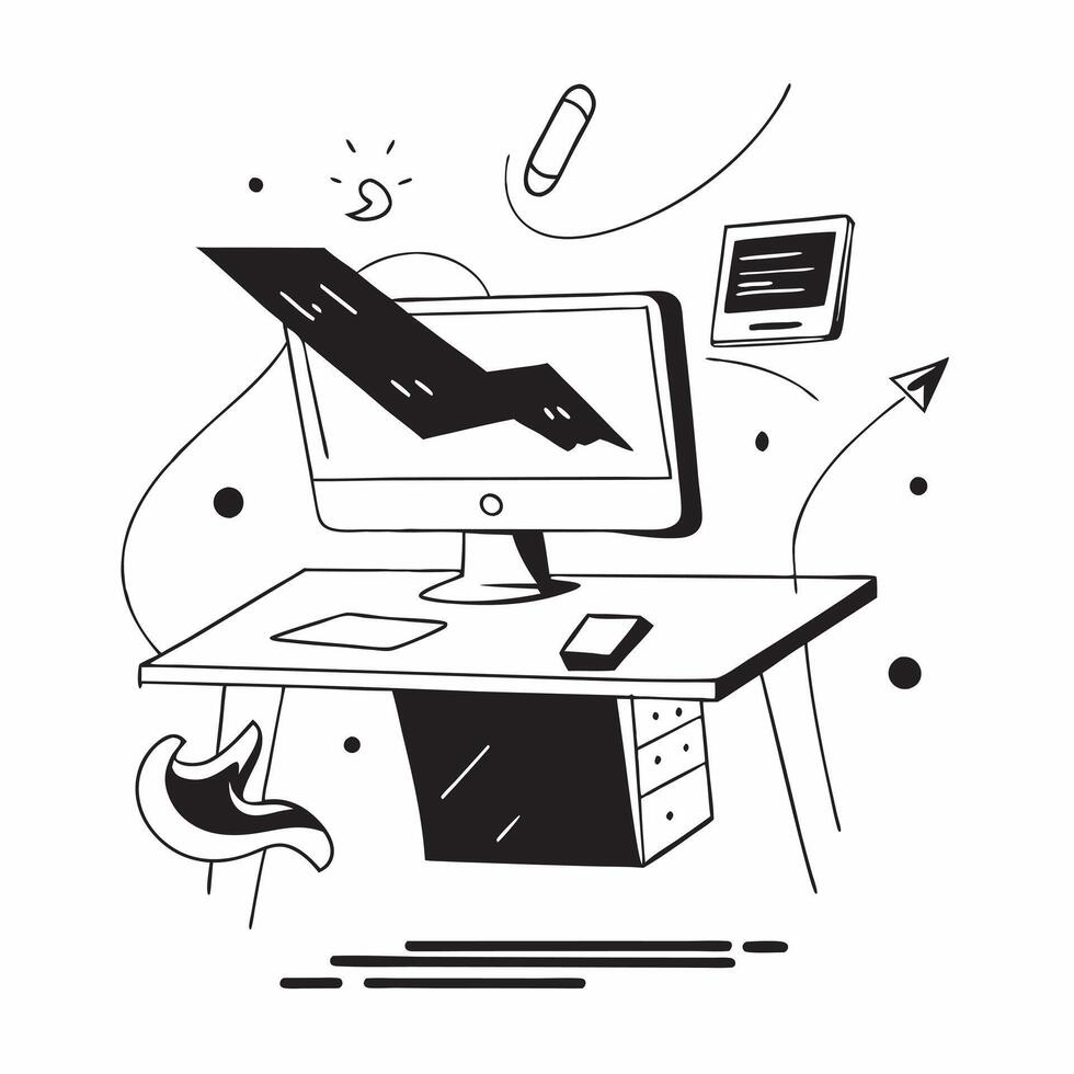 Glossy Abstract Digital Art with Home Office Desk concept as A photo depicting a home office desk with a glossy abstract digital art background The image emphasizes the modern and pure Set 7 vector