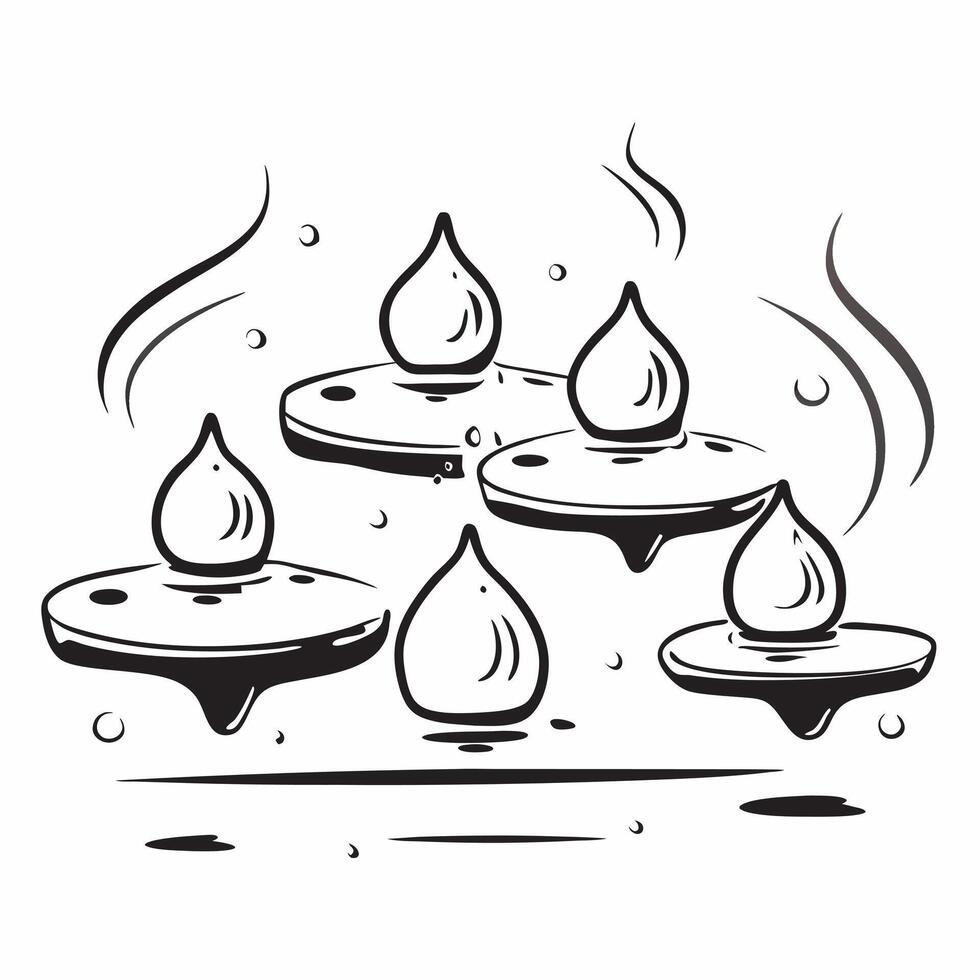Glossy abstract digital painting of Dhanteras oil lamps concept as Camera movement Pan across the abstract digital painting of oil lamps Scene Abstract serene background Detail G pure Set 12 vector