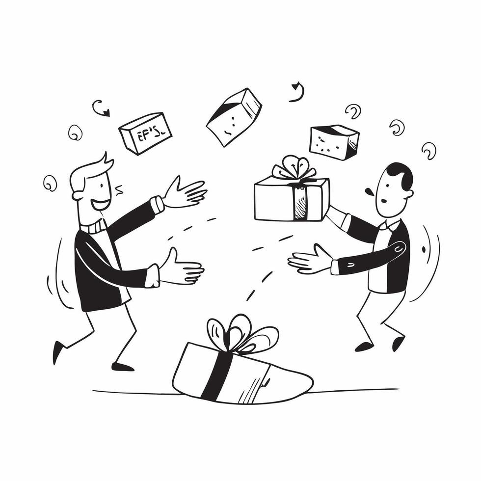 Glossy artwork of a business exchanging Dhanteras gifts concept as Camera movement Zoom into the business people exchanging gifts with happy expressions Scene Elegant well lit off pure Set 2 vector