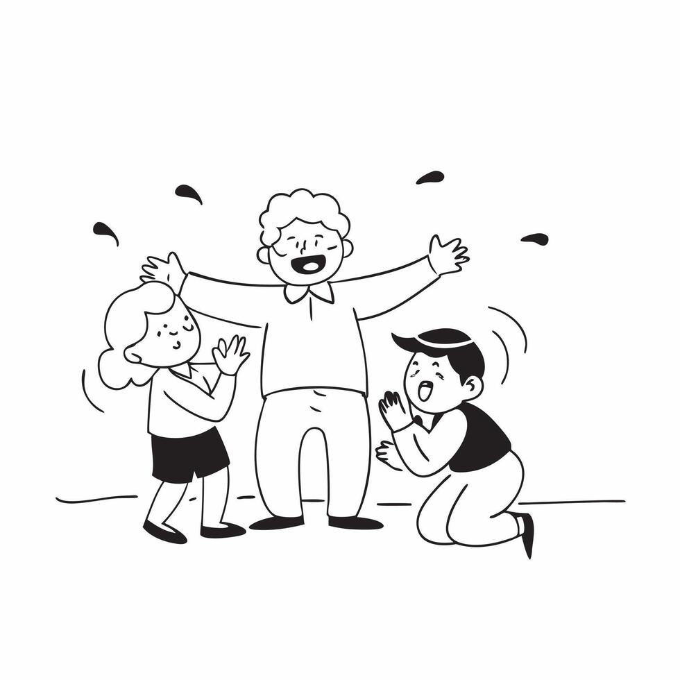 Glossy Background with Grandparents and Grandchildren at a Park concept as A glossy background image capturing the silhouettes of grandparents and grandchildren enjoying a day at t pure Set 22 vector