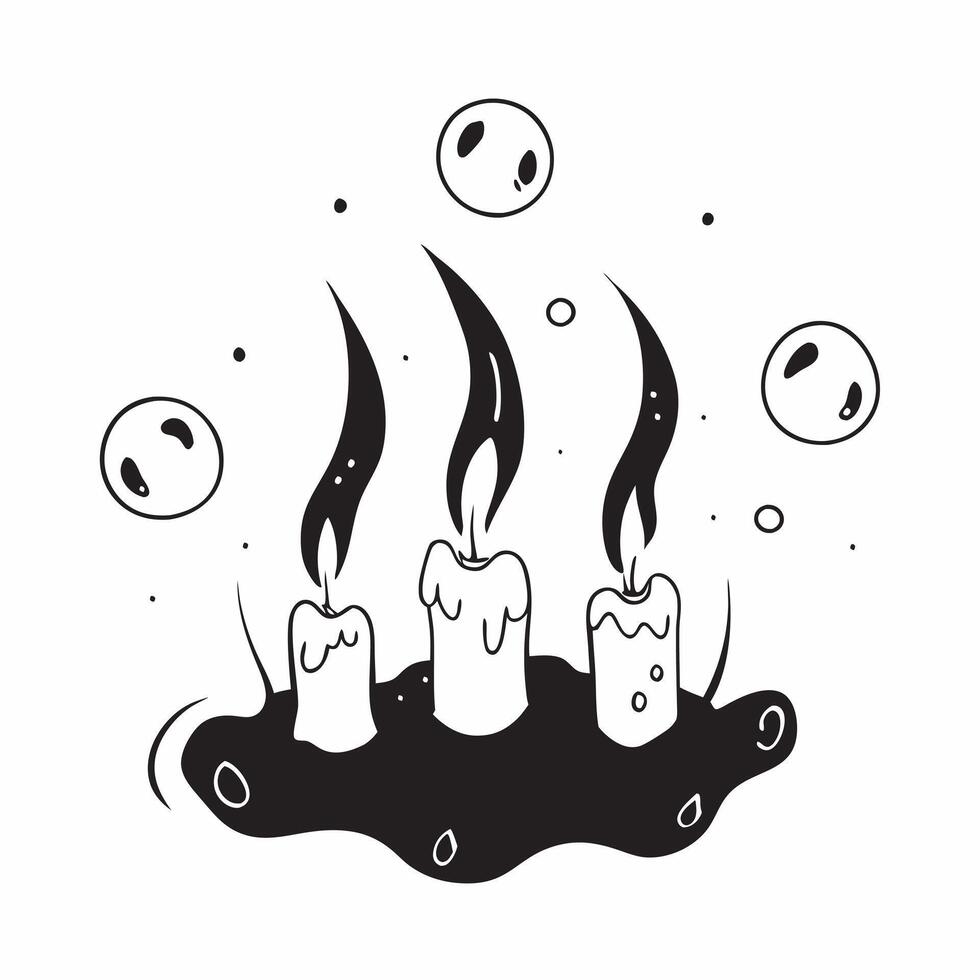 Glossy Candles Background with Floating Orbs concept as A glossy background featuring glowing candles with floating orbs of light in a dark eerie setting Ideal for Halloween theme pure vector