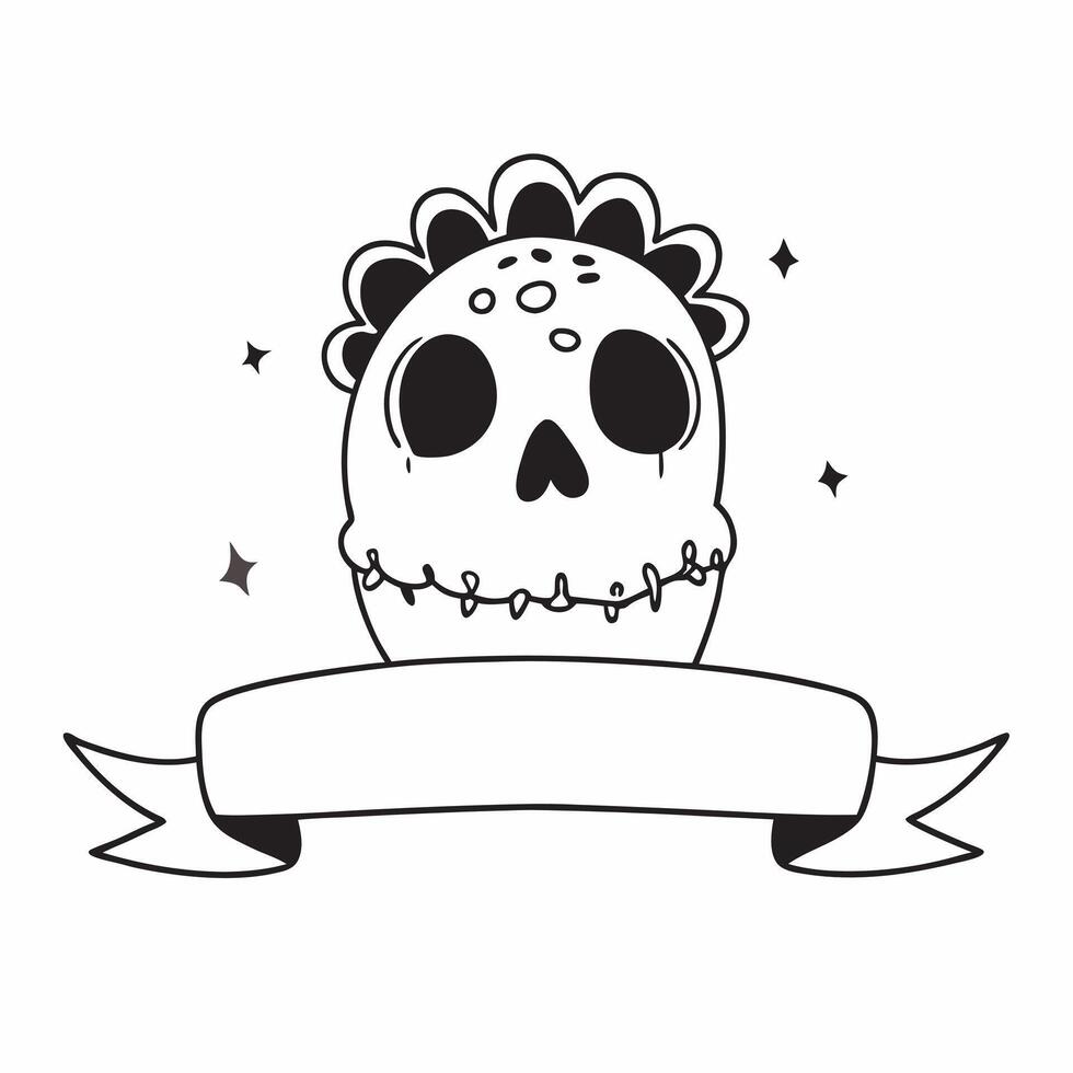 Glossy Calavera Skull with Reflective Marigold Garland concept as A close up of a glossy calavera skull with a reflective marigold garland draped over it set against a dark glossy pure vector