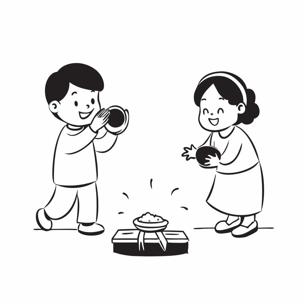 Glossy depiction of children performing Dhanteras rituals concept as Camera movement Zoom into the childrens focused expressions as they perform rituals Scene Sacred serene backgr pure Set 2 vector