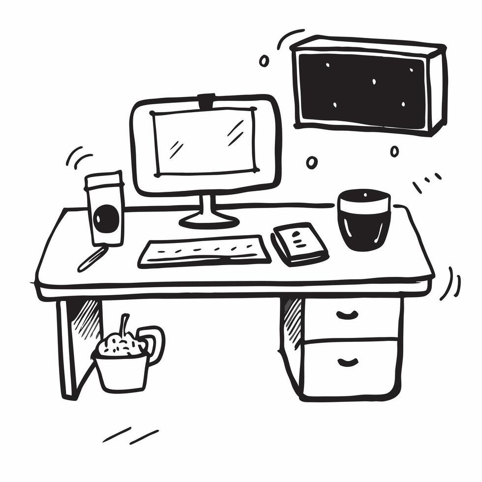 Glossy Desk with Dual Monitors and Coffee concept as A photo of a glossy home office desk setup featuring dual monitors and a cup of coffee The camera angle is straight on highlig pure vector