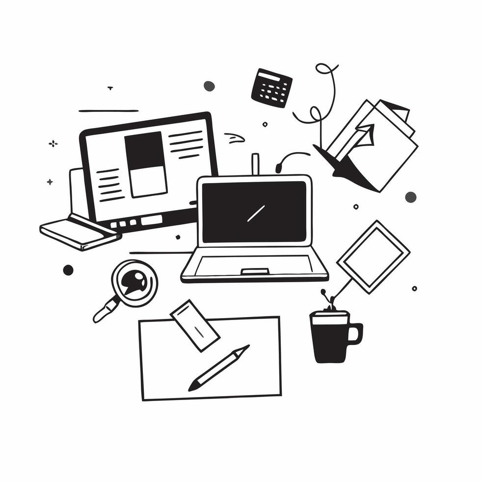Glossy Digital Art Elements with Home Office Setup concept as A photo depicting a home office setup with glossy digital art elements The image is centered on the workspace highlig pure Set 4 vector