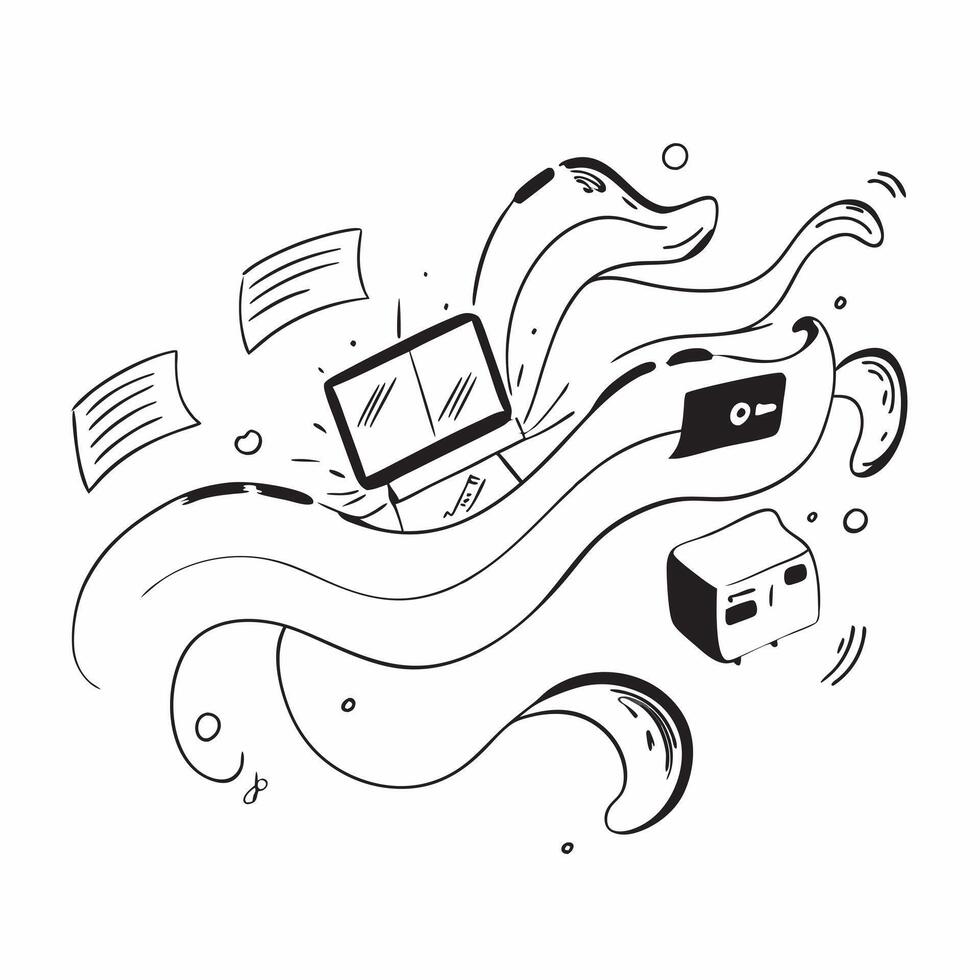 Glossy digital waves representing a flexible workspace with multiple devices concept as Camera movement Pan across the digital waves as they connect the workspace elements Scene V pure Set 2 vector
